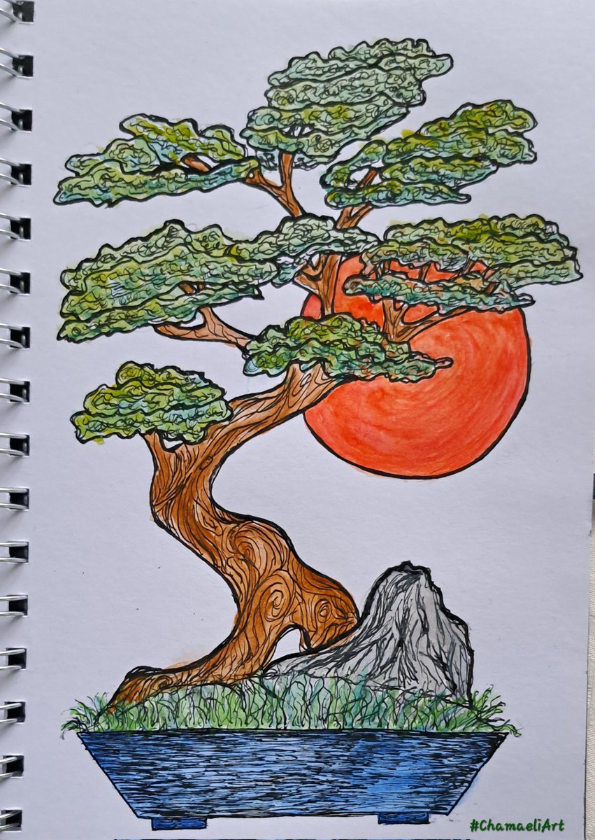 #inkNtint 
Thema No. 4 'Baum'

"Bonsai"

#ChamaeliArt 
#kleineKunstklasse
