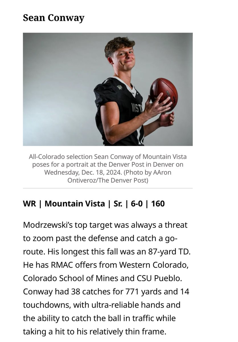 Team Full Gorilla (@teamfullgorilla) on Twitter photo Congratulations to <a href="/TeamFullGorilla/">Team Full Gorilla</a> 25’ WR <a href="/Sean_Conway40/">Sean Conway</a> earning <a href="/postpreps/">Denver Post Preps</a> 1st Team All Colorado WR selection during his senior season anchoring the highest power offense in the 📦🦍🏈💯 #baller #ifyouballyoullgetthecall #skorillas #gorillawarfare #OAGAAG Congratulations to <a href="/TeamFullGorilla/">Team Full Gorilla</a> 25’ WR <a href="/Sean_Conway40/">Sean Conway</a> earning <a href="/postpreps/">Denver Post Preps</a> 1st Team All Colorado WR selection during his senior season anchoring the highest power offense in the 📦🦍🏈💯 #baller #ifyouballyoullgetthecall #skorillas #gorillawarfare #OAGAAG