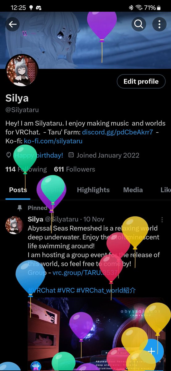Silyataru's tweet image. 1 year older, I will have a group event open later tonight for anyone who wants to stop by. Just relaxing and drinking
Officially 22 💗