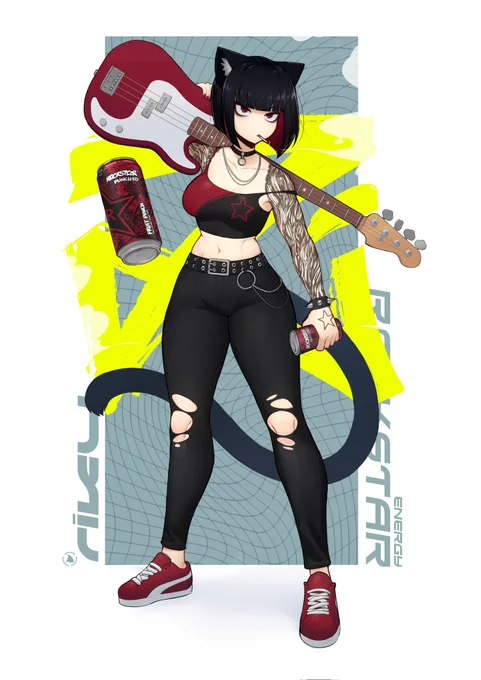 Here's my entry for CxCCC Volume 2!Her design is based off Rockstar Energy's Punched flavor.Thank you deel for letting me be a part of this  