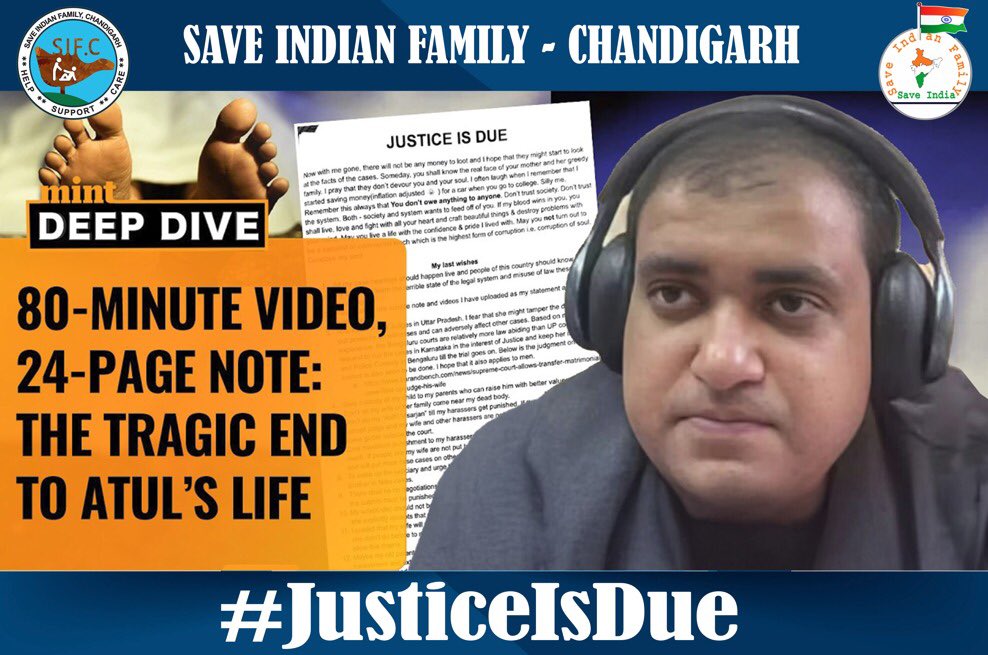 sifchandigarh's tweet photo. On the 13th day of #AtulSubhash tragic suicide, we gathered to pay tribute to his memory &amp; reiterate our demand for #JusticeForAtulSubhash.
We will continue to fight for justice &amp; push for our demand of National Commission For Men in India.
#AtulSubhashsuicidecase 
#JusticeIsDue https://t.co/fuwIHaXSPe