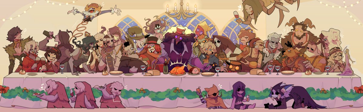 CircusBlades's tweet photo. Not exactly their Last Supper.
Merry Christmas! 🎄💫✨

#identityv 
#identityVイラスト 
#第五人格 https://t.co/ATDLZ1pXFQ