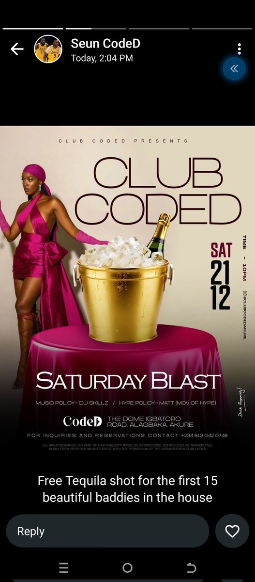 ClubCoded's tweet photo. See you tonight at CodeD
📍The Dome
10 PM till mama calls
#clubcodedakure
#clubcoded
#codedakure https://t.co/F6sDZJMGNR