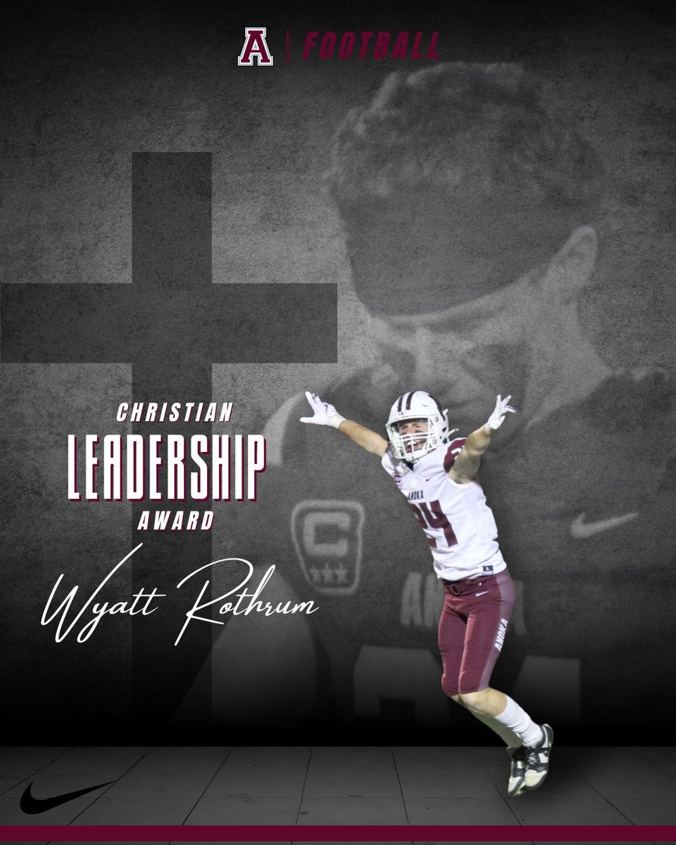 Congratulations to @WyattRothrum24 for being named our first-ever Christian Leadership Award. His leadership for our team, while putting his faith first and being authentic to who he is was an inspiration for all our players.  Great work, Wyatt. #EAT