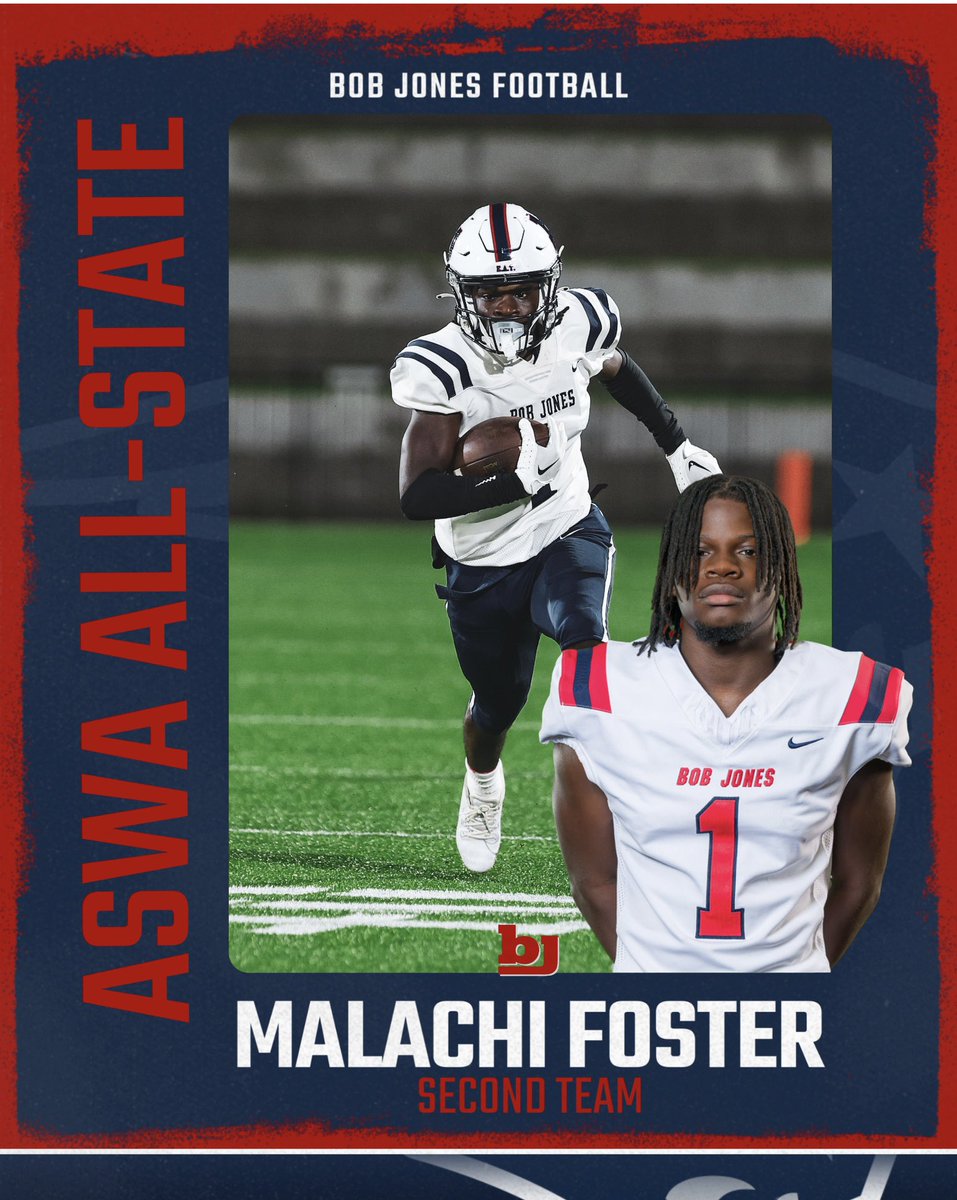 BJHS_Football's tweet photo. Congratulations to Malachi Foster for being named ASWA All-State Second Team! 

#BJP | #EAT https://t.co/b2BHQUZczd