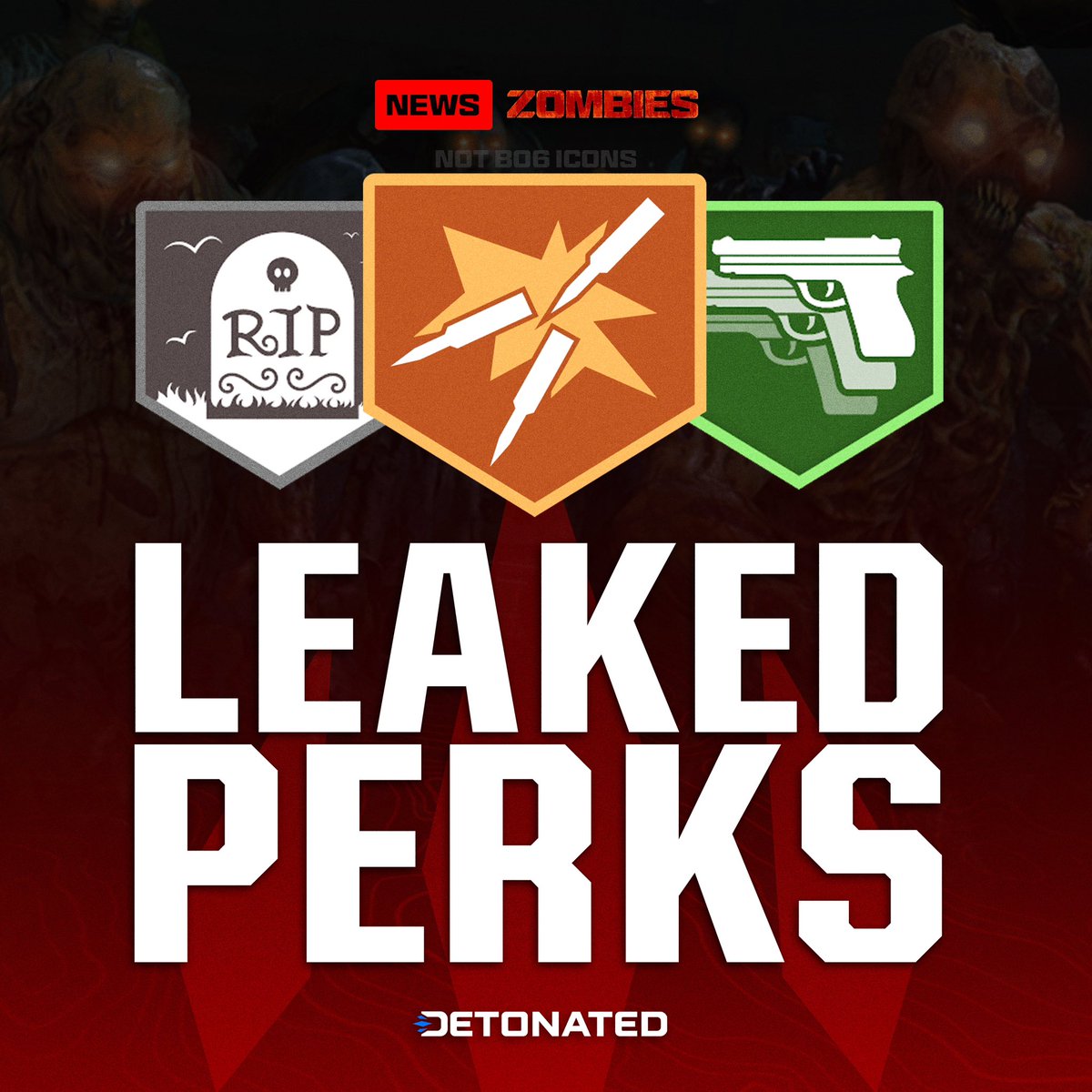 DETONATEDcom's tweet image. REMINDER | All Leaked/Rumoured #BlackOps6 Zombies Perks Potentially coming:

💥 Vulture Aid (Leaked then Released)
💥 Double Tap
💥 Mule Kick
💥 Tombstone
💥 Death Perception