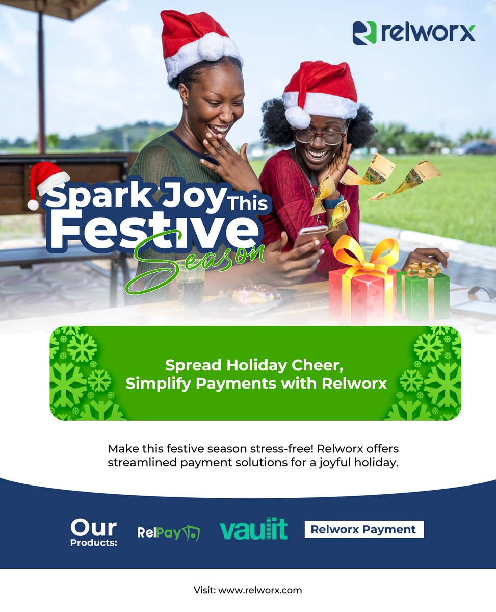 RelworxLimited's tweet photo. Make this festive season stress free while making smooth transactions with Relworx Limited.
We got you covered.
Merry Christmas.
#relworx #payments #relpay #vaulitcard #vaulitapp https://t.co/XgkrCYhBSz