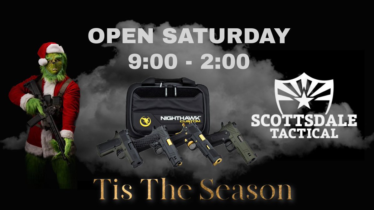 ScottsdaleTac's tweet photo. Open today from 9:00 - 2:00
Deals for days, check us out!
Call for Q's
480-572-1785 1
6679 N 90th St #101
Scottsdale, AZ 85260
info@scottsdaletactical.com
#Christmasgifts #arizona #scottsdale #phoenix #rioverde #dcranch #pimaroad #mmr #mcdowellmountainranch #carefree #cavecreek #silverleaf #fountainhills #desertmountain #freedom #christmas