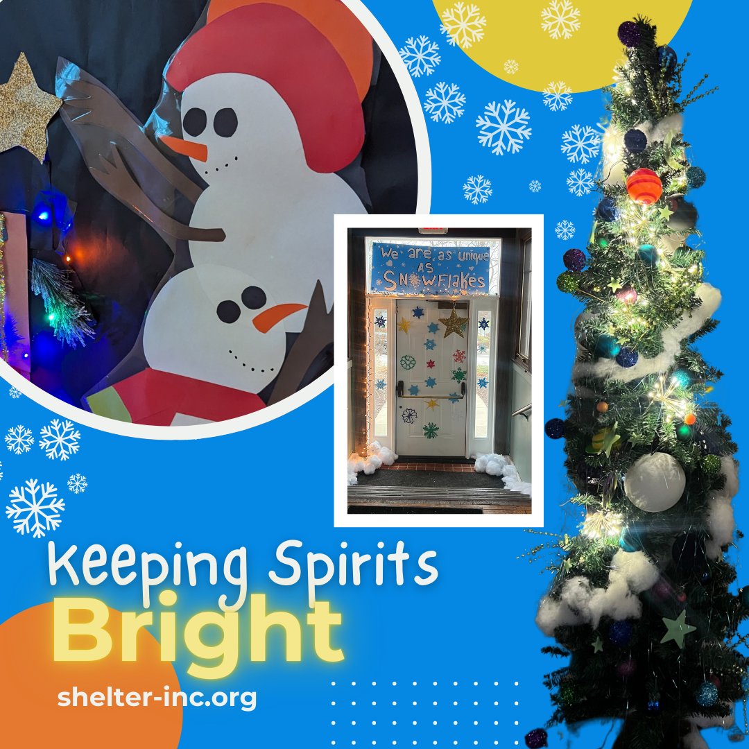 We've been getting festive at Shelter, Inc.! This time of year is for festive fun and creating lasting memories with our amazing team. Our teams and emergency shelters each decorated doors and set up a beautiful Christmas tree to bring extra cheer to the season!