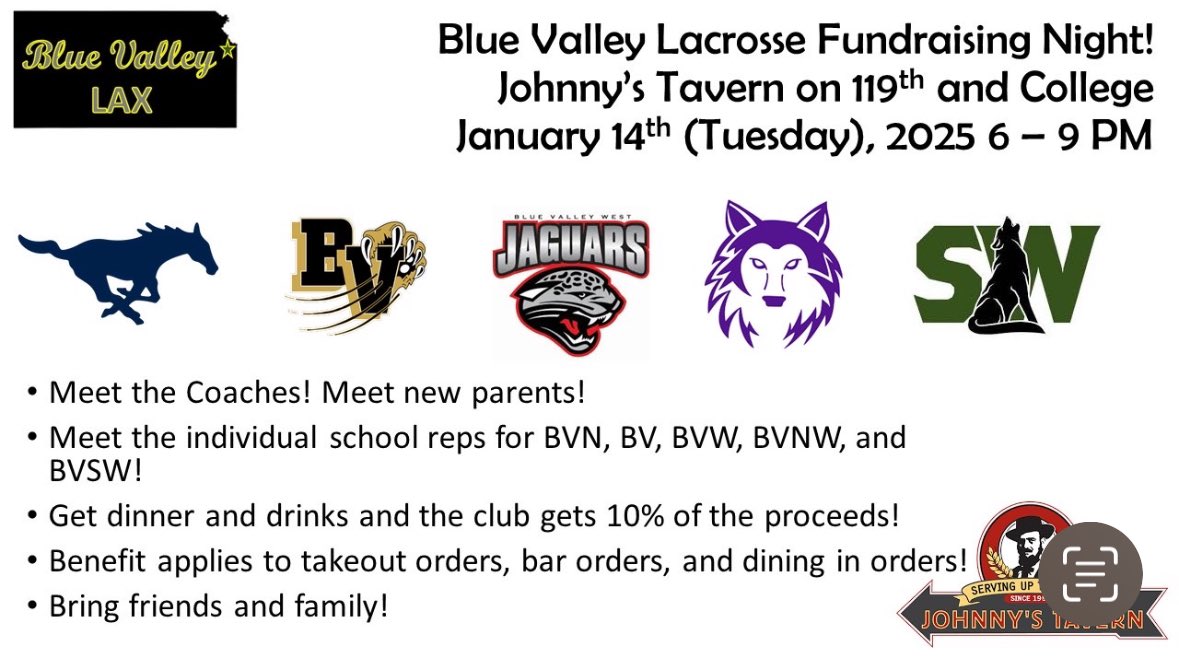 Blue Valley Timberwolves 
Fundraising Night 🍔🍺🎟️