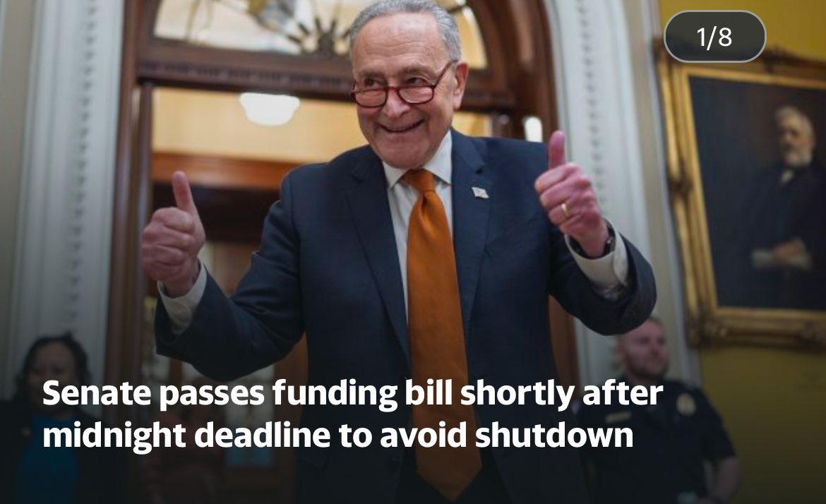 nickthebobber's tweet photo. How loathsome can one be. Schumer pawning it off here, like he made it happen. God help him. https://t.co/cKIdI2lT8B