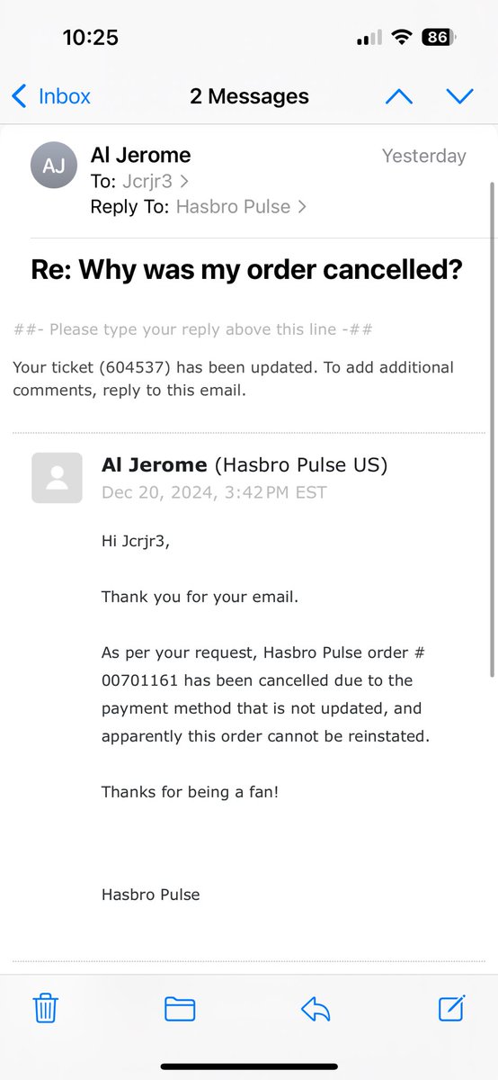 TheFigureDude's tweet photo. @HasbroPulse PLEASE HELP me rectify this situation! I DID update my payment info in the time allotted and you still cancelled my order for the Haslab Ectomobile! https://t.co/XqzME7jR08