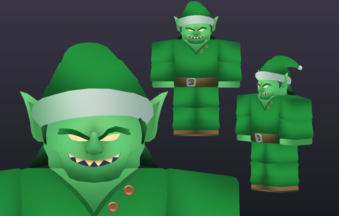 Evil Elf I made for Pull a Sword's new Christmas update! 👿

#RobloxDev #Blender