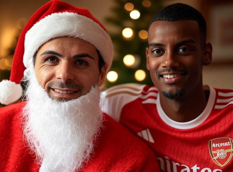 Arsenal players having fun Christmas