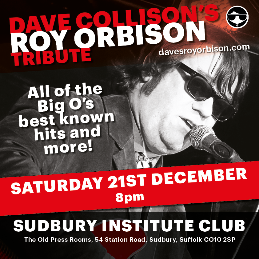 Tonight I'm performing at Sudbury Institute Club in Suffolk from 8pm. All of your favourite Roy hits and some Human Jukebox.