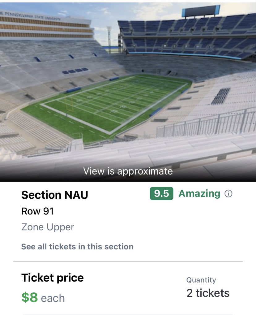 $8 to get into a playoff game in Happy Valley. Wow.