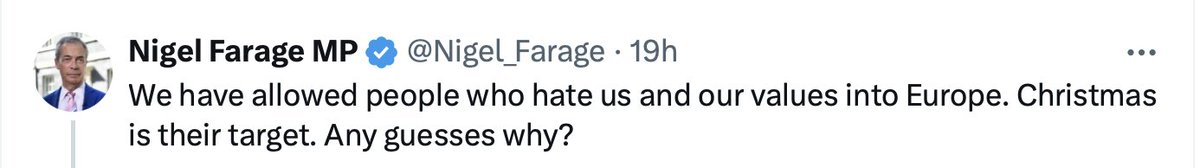 MilesKing10's tweet image. Farage is correct. Too many people who hate us and our European values have become prominent and influential.
Including Farage and Musk.