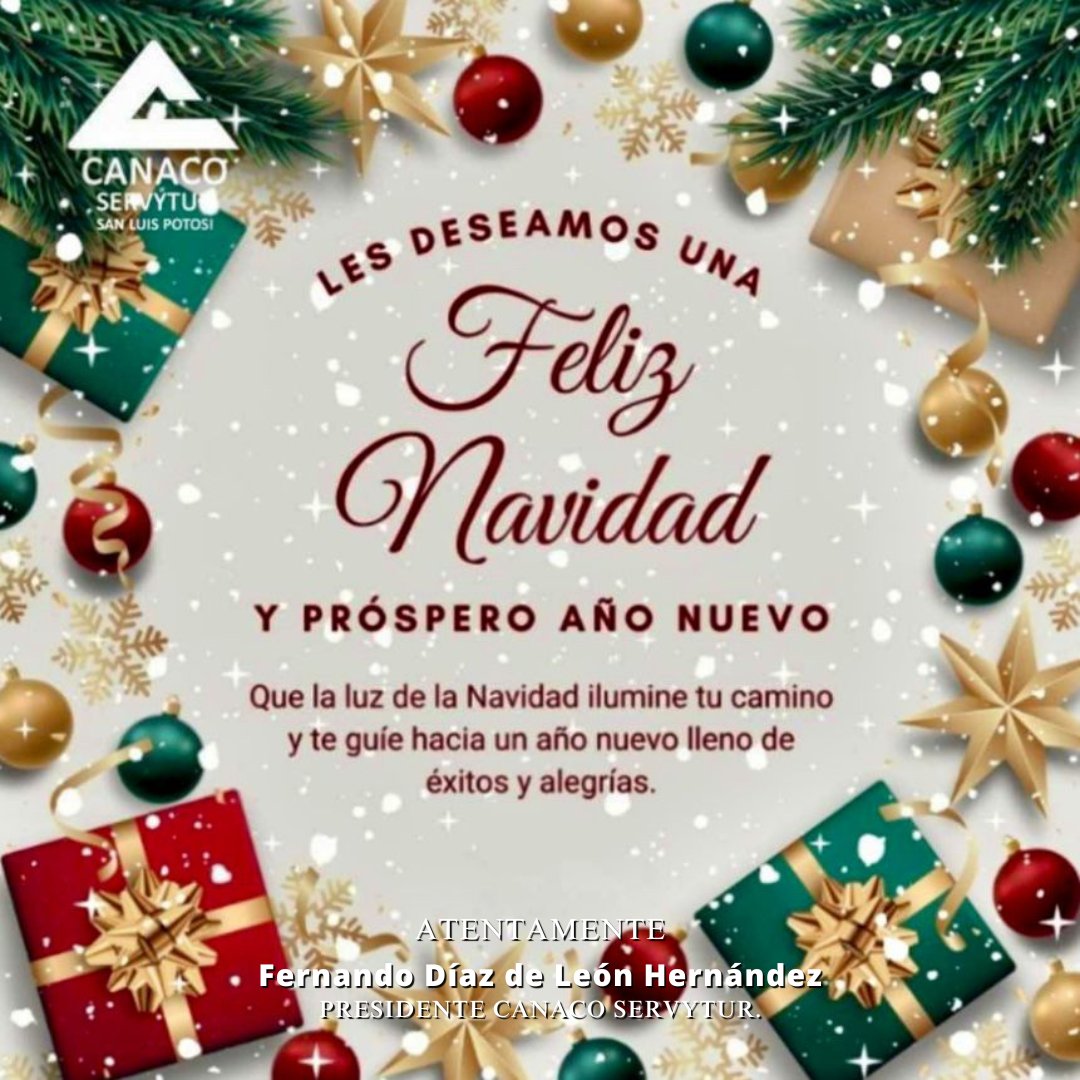 🎄✨ En esta temporada de paz y alegría, queremos desear felices fiestas a todos nuestros queridos afiliadas y afiliados de la CANACO SERVYTUR SLP. ✨🎄
Gracias por su confianza🫂 y apoyo durante todo el año✨.
