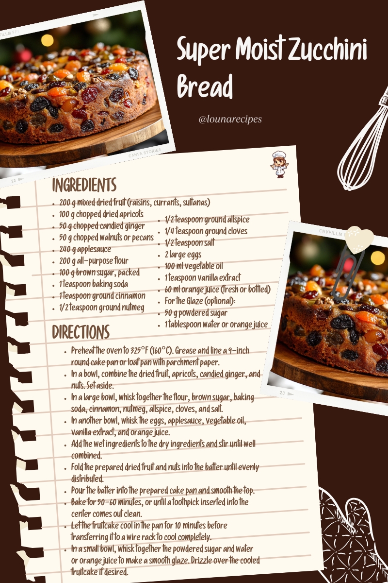 LounaRecipes's tweet photo. Moist and Fruity Applesauce Fruitcake https://t.co/lD8pTY421o