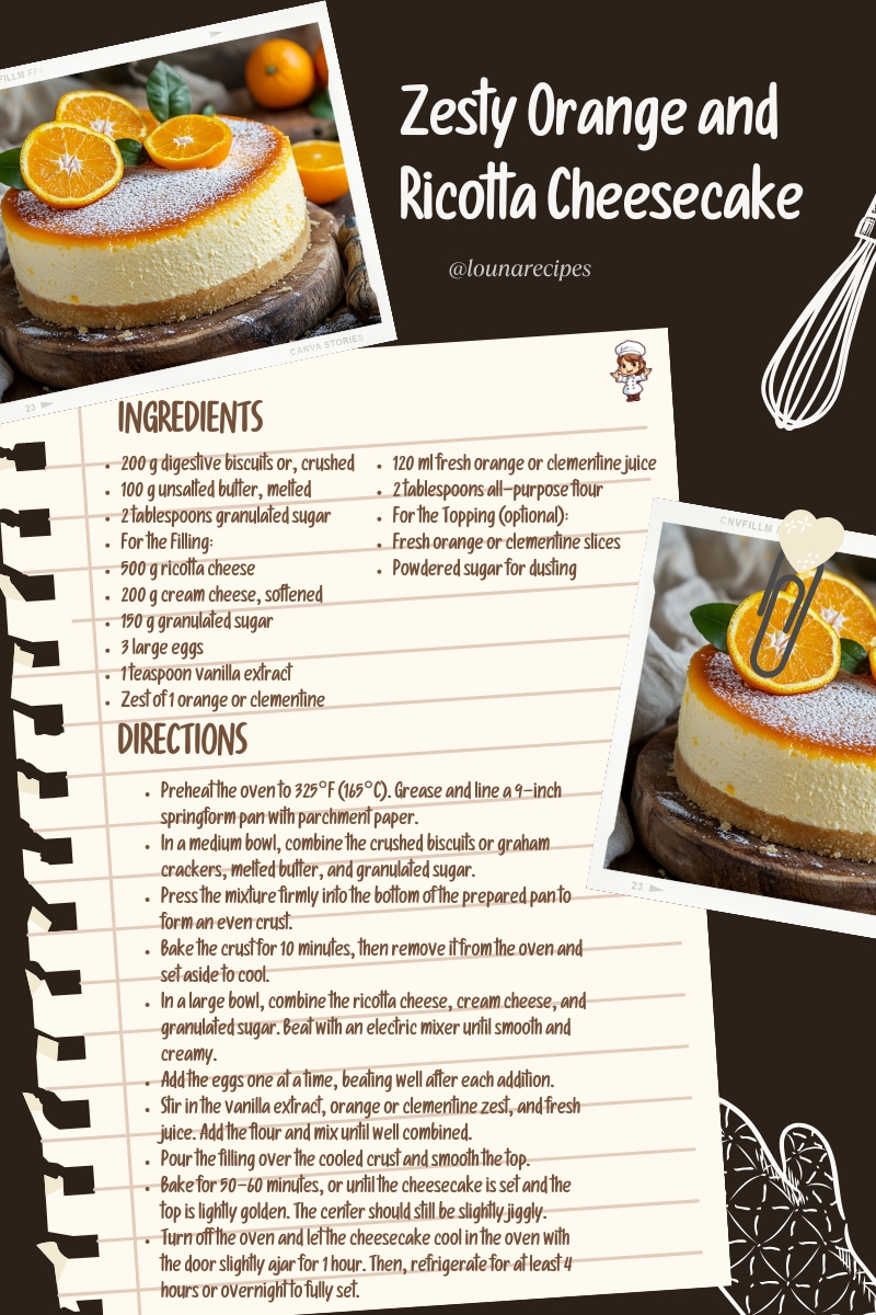 LounaRecipes's tweet photo. Zesty Orange and Ricotta Cheesecake https://t.co/c2Dra1Yz95