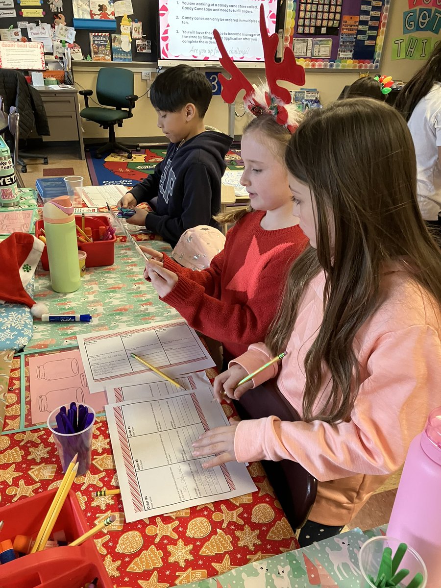 TadsTeachings's tweet image. Our Thoughtful (&amp;amp; very festive) Thirds had the chance to challenge their multiplication skills by running a Candy Cane Lane Store this week! It sure was sweet to see how far they’ve all already grown this year! ❤️🤍🍬🍭@GoMESDukes @MsAmodeoAP