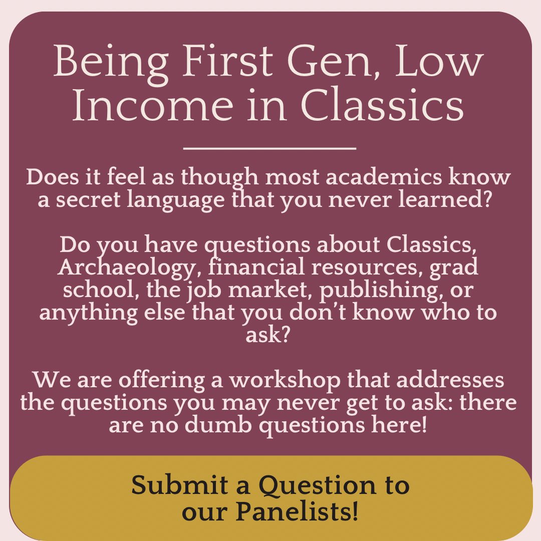 Join us for our joint AIA/SCS panel and submit your anonymous questions today! forms.gle/Pc2omtsJxoezeV… <a href="/archaeology_aia/">AIA</a> <a href="/scsclassics/">SCS</a>