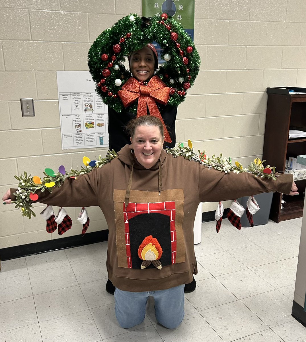 HodgeMRES's tweet photo. Ugly sweater day at @MRES_NCSS! Congrats to our winners, Mrs. Fort and Ms. Hamilton @AmethystBrown4 @Patrici28411182  @MsRBattle https://t.co/bVE7SECwUm
