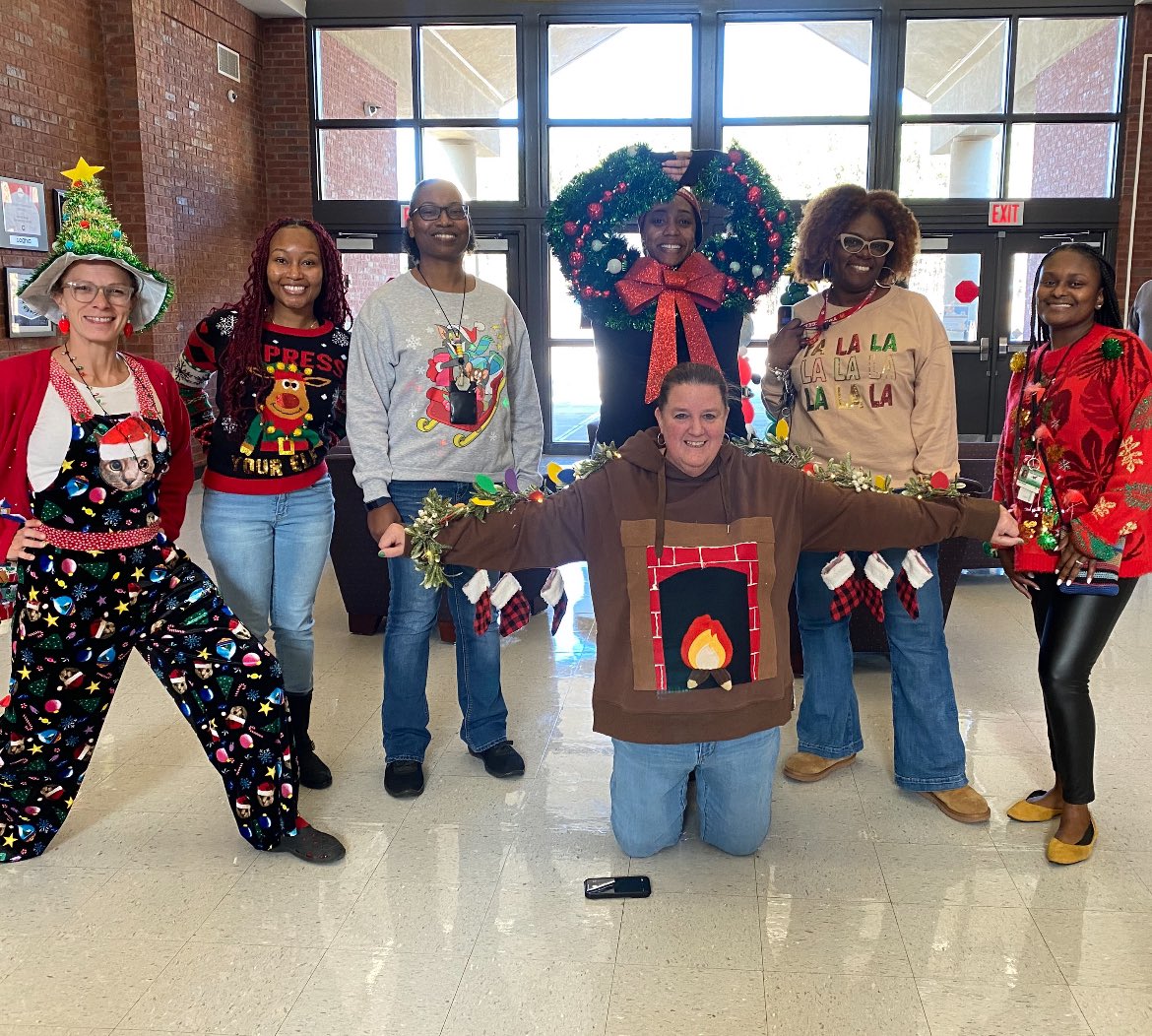 HodgeMRES's tweet photo. Ugly sweater day at @MRES_NCSS! Congrats to our winners, Mrs. Fort and Ms. Hamilton @AmethystBrown4 @Patrici28411182  @MsRBattle https://t.co/bVE7SECwUm