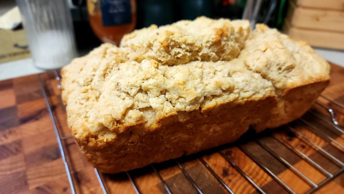 Wislander's tweet image. Made up a loaf of Honey Beer Bread this morning. It's a variation of soda bread. Nothing better than the smell of fresh bread in the house on a winter day. #homemade #homebaking #beerbread #sodabread #bread #baking #beer