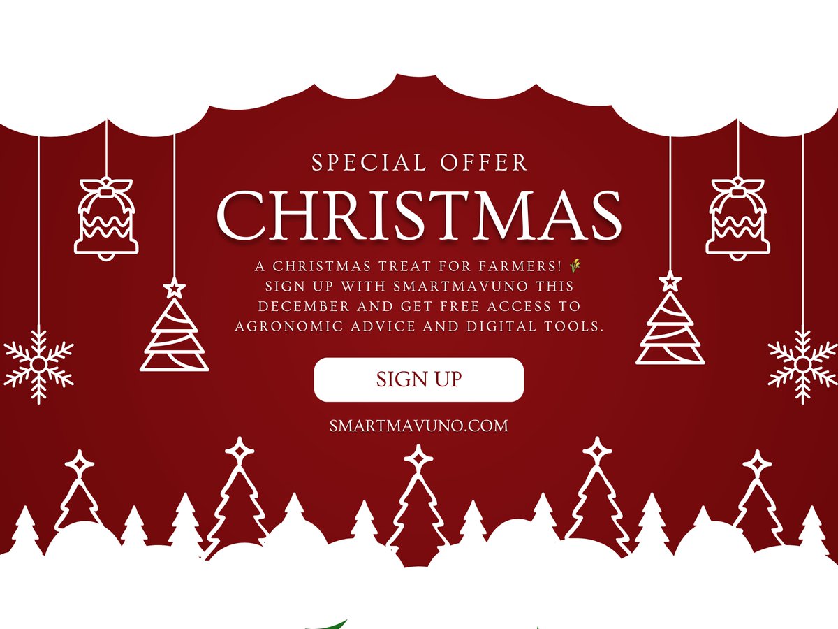 A Christmas treat for farmers! 🌾 Sign up with SmartMavuno this December and get free access to agronomic advice and digital tools.