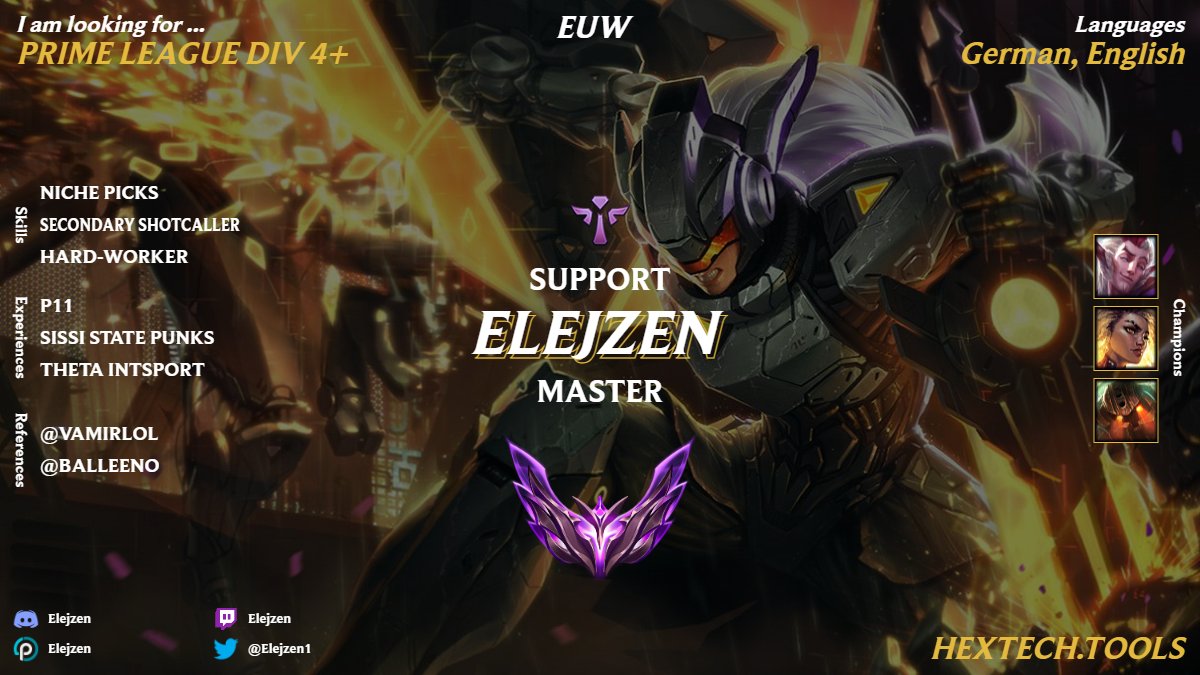 Hey! Im looking for a new Home! I prefer to play on Prime League, but im open for offers out of Prime League.
DMs are open
Likes and Tweets are appeciated.