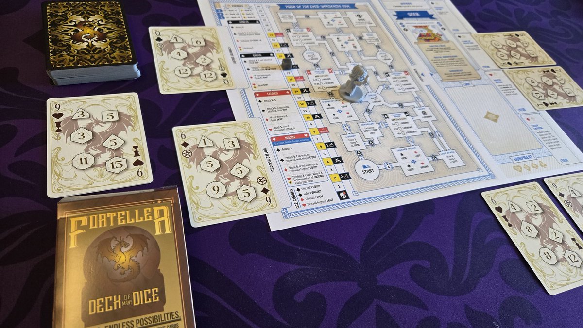 Playing 52 Realms: Adventures by <a href="/postmarkgames/">Postmark Games</a> is a good excuse to use the different decks of cards I've collected. Here's my Wonderland's War adventure, Cthulhu Death May Die run, and a game featuring Foreteller's "Deck of Many Dice."