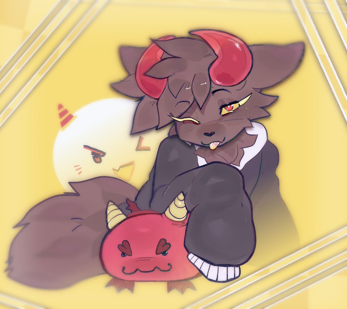 ToonyMinded's tweet image. demon cat & demon plushie
\cutest design ever
i hope You don't mind a little fanart doodle