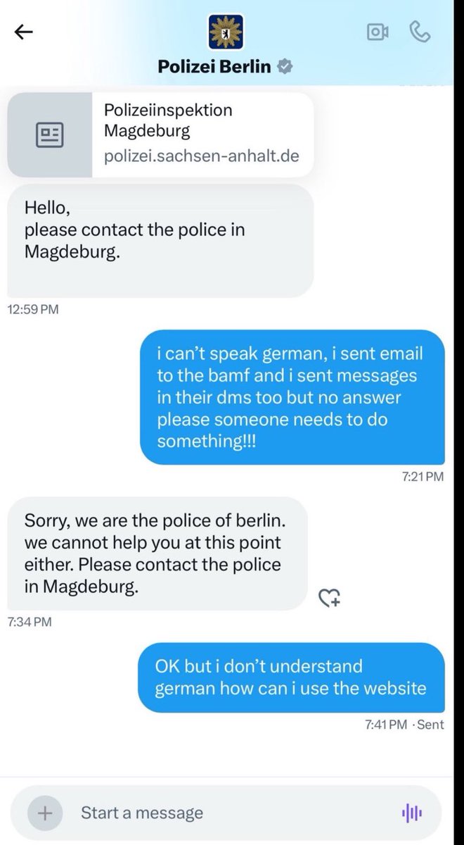 “Danke für Ihren Hinweis zu einem bevorstehenden Attentat. Wir sind nur nicht zuständig. Bitte gehen Sie weiter.”

#Magdeburg