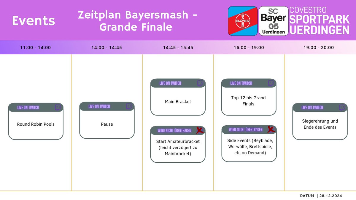 ScbUerdingen's tweet photo. Es ist nur noch eine Woche bis zu unserem finalen Bayercup!
Einlass ist ab 10 Uhr und nach Ende der Turniere könnt ihr noch für Freeplay bleiben. Mehr Infos für unser Event folgen die Tage, also bleibt gespannt!
#esport #gaming #SuperSmashBros #yugioh https://t.co/5ZccZiPgX8