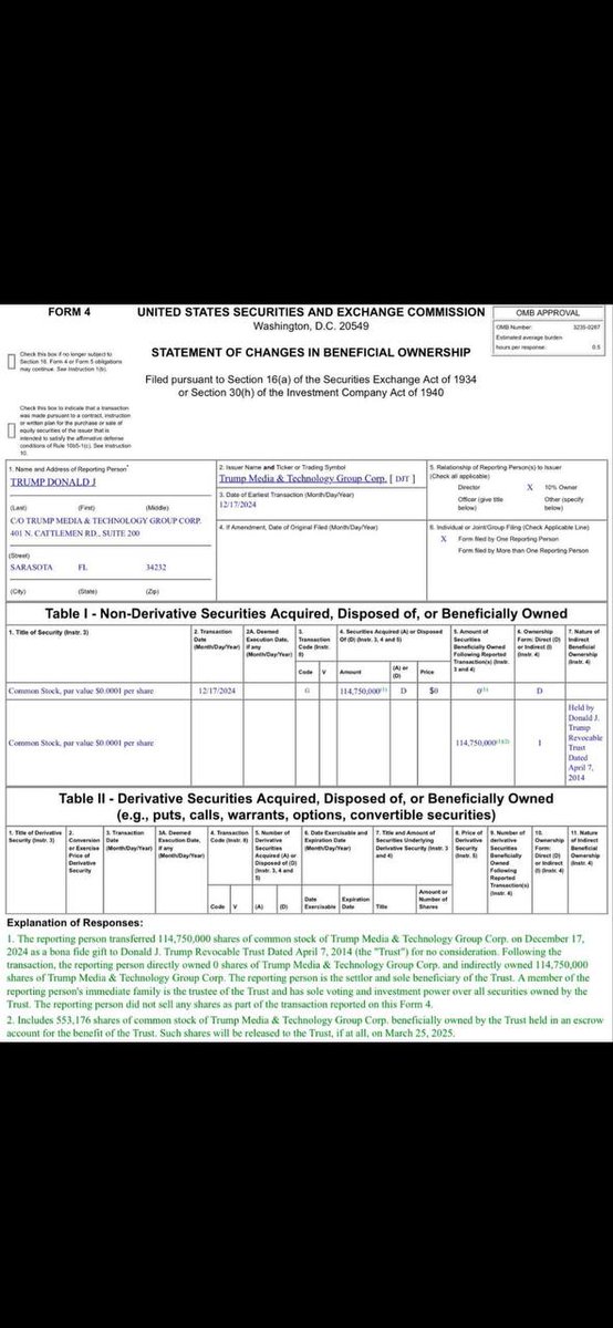 bkktonsol's tweet photo. BAKKT registered a statement of change in securities interests (issued an equity transfer announcement) on December 19th!!! 
On the same day, Trump transferred his shares to a trust!!!

You are early on $BKKT token on $Sol. It’s happening!!!

The ticker is $BKKT https://t.co/Wg6DykuTRl