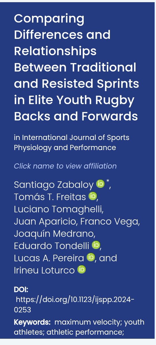 Santiago Zabaloy (@santizabaloy) on Twitter photo 🆕️📋 just pub'd in <a href="/IJSPPjournal/">Int'l Journal of Sports Physiology and Performance</a>. For Vmax, performing better w/RST 50%BM loads appears to be more advantageous for FWDS. For these players, stronger associations (vs Backs) btw URS + RST performances when considering higher velocities (ie, sprint VEL 30 m) and Vmax. 🧵⬇️ 🆕️📋 just pub'd in <a href="/IJSPPjournal/">Int'l Journal of Sports Physiology and Performance</a>. For Vmax, performing better w/RST 50%BM loads appears to be more advantageous for FWDS. For these players, stronger associations (vs Backs) btw URS + RST performances when considering higher velocities (ie, sprint VEL 30 m) and Vmax. 🧵⬇️