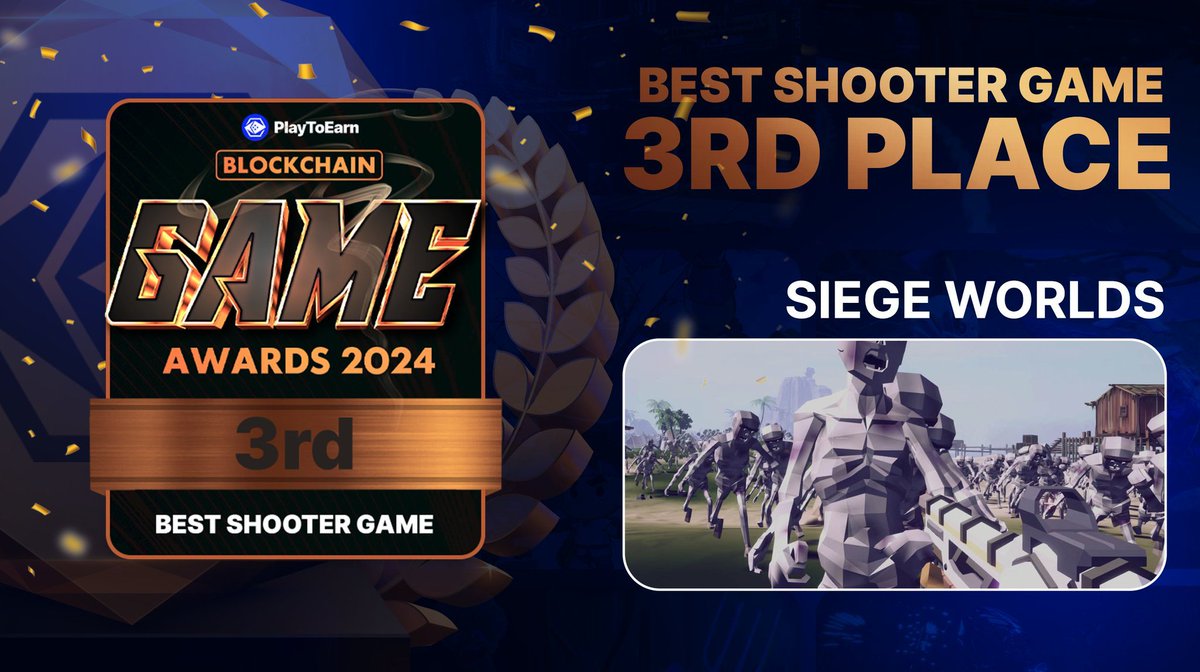 We achieved 3rd place as the best shooter game on <a href="/PlayToEarn/">PlayToEarn</a> 

For a long time, the development of Siege worlds has been a 1-2 person effort, while our competitors have had huge amounts of funding

Our hard work has paid off, and I'm excited to see what we can achieve next year!