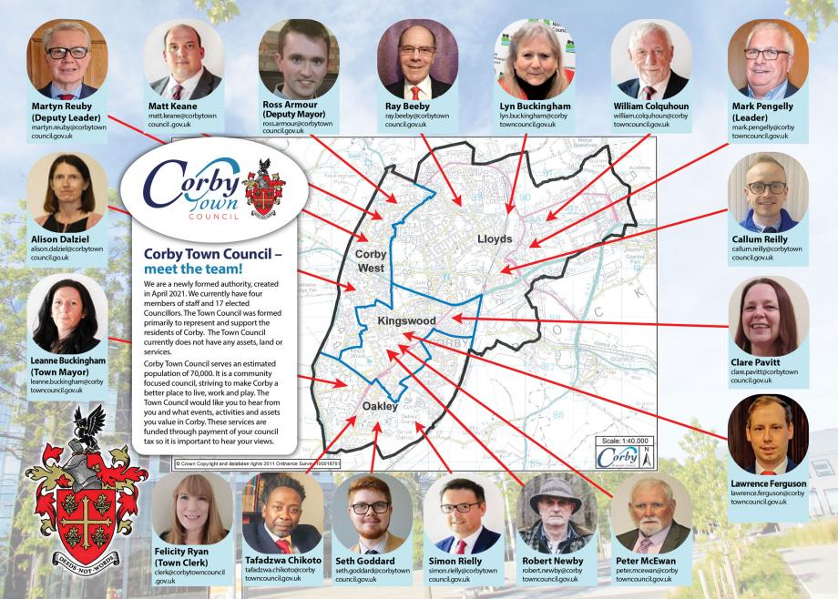 @CorbyTownCouncil are a community council that works solely for the residents in Corby, established in 2021. Our councillors and officers are always on hand for advice and are easily approachable.

We are led by our service users who help steer us on work we can implement to h...