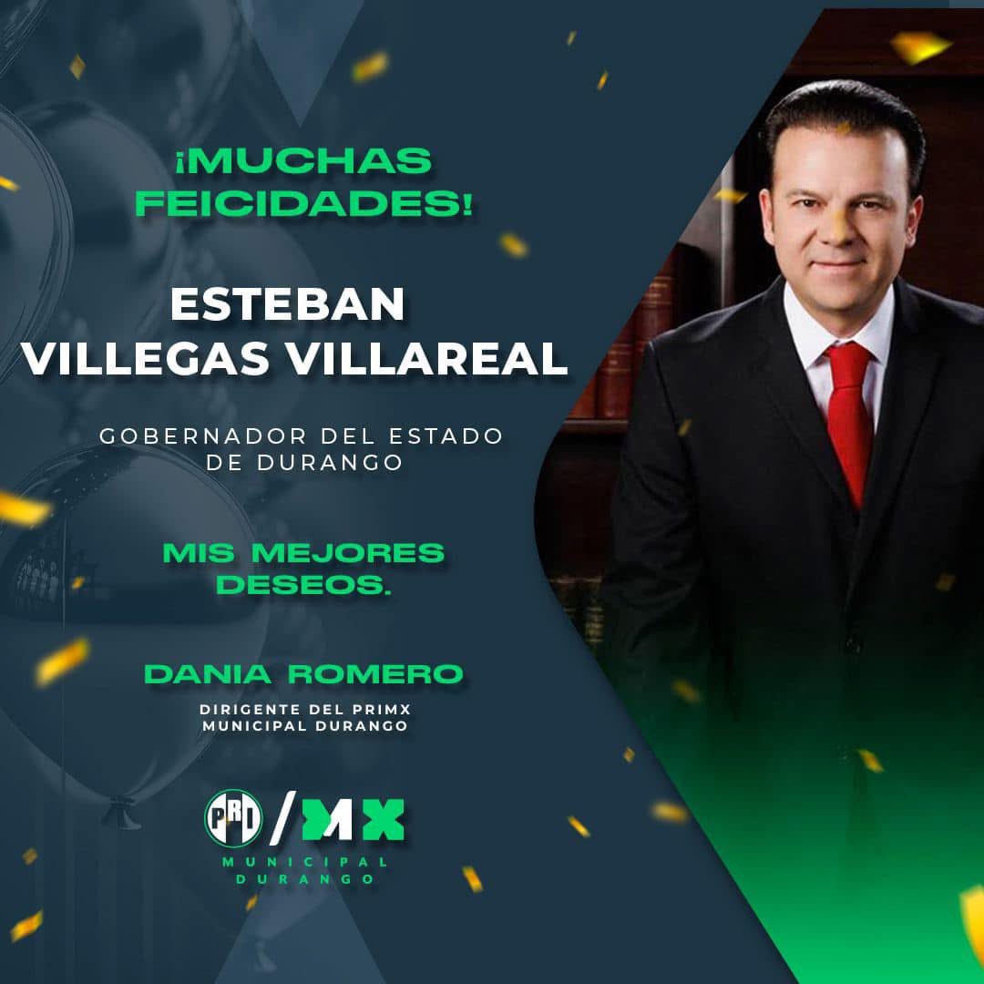 mxmunicipaldgo's tweet photo. De parte del equipo del https://t.co/6sj8HDCBBq Municipal, le deseamos un Feliz Cumpleaños a nuestro Gobernador, @EVillegasV , ¡Muchas felicidades! 🥳
#FelizCumpleEstebanVillegas https://t.co/cKToKLL56B