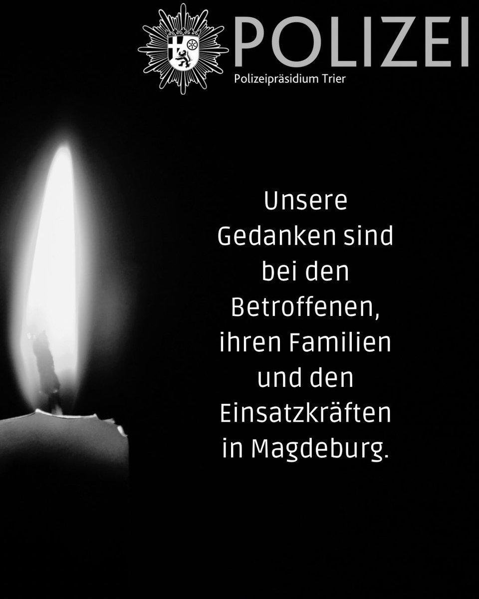 ⚫️🕊️ Trauer, Bestürzung und Fassungslosigkeit.

Wir sind erschüttert über die tragischen Ereignisse in #Magdeburg.

Unser tiefstes Mitgefühl gilt den Menschen vor Ort, den Angehörigen und allen Einsatzkräften. 
In diesen schweren Zeiten wünschen wir Ihnen viel Kraft und sprechen