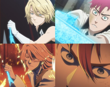 Wind_ofDeath's tweet photo. Fun fact about these two:
Bazz 's Schrift is H - The Heat after Haschwalt
Jugram's Schrift is B - The Balance after Bazz B

This was confirmed in klub outside

Also their birth dates are exactly 1 day before Ichigo &amp; Uryu's respective birthdays. Signifying friends of a prior era https://t.co/AH5ex5XvLN