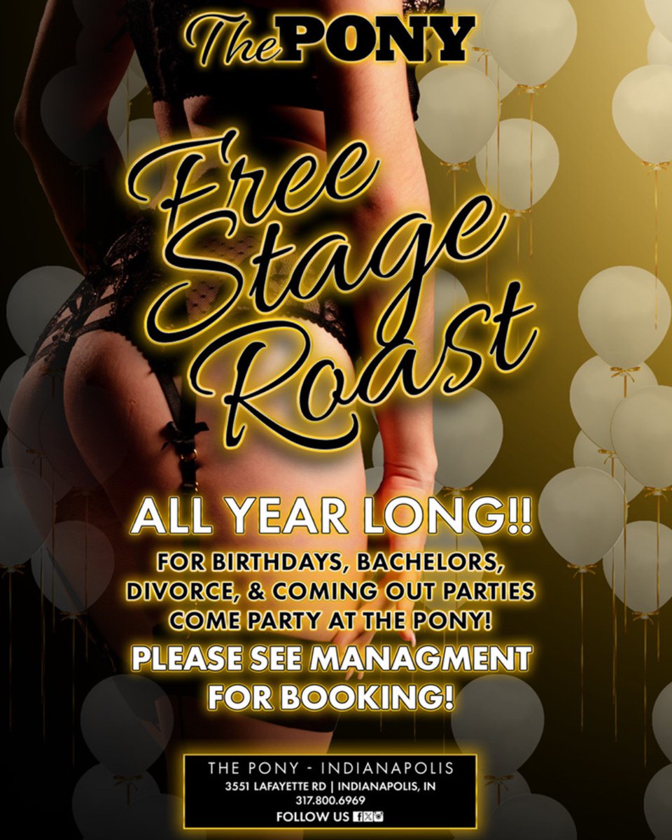 indy_pony's tweet photo. ๐Celebrate your special day at the best bar in town - The Pony - INDY! ๐We offer FREE Stage Roast for birthdays, bachelors, divorce & coming out parties!๐๐บ Book with our management team for an unforgettable celebration! ๐ฅณ๐ #ThePonyINDY #BestBar #PartyTime https://t.co/2hD00N79oY