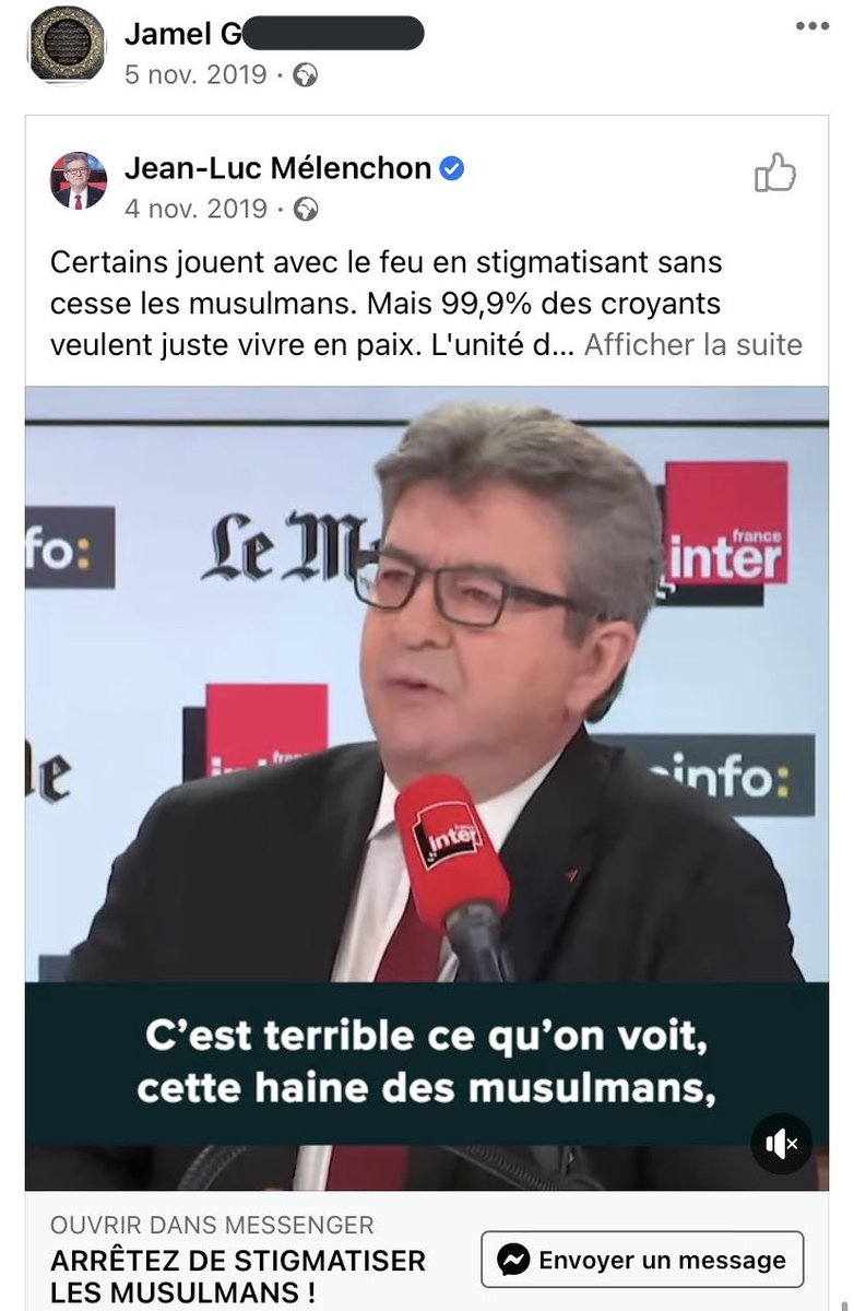 <a href="/Ilangabet/">Ilan Gabet</a> Le terroriste musulman de Rambouillet Jamel Gorchene partageait des posts de Melanchon.

Tu veux t'exprimer sur le sujet ?