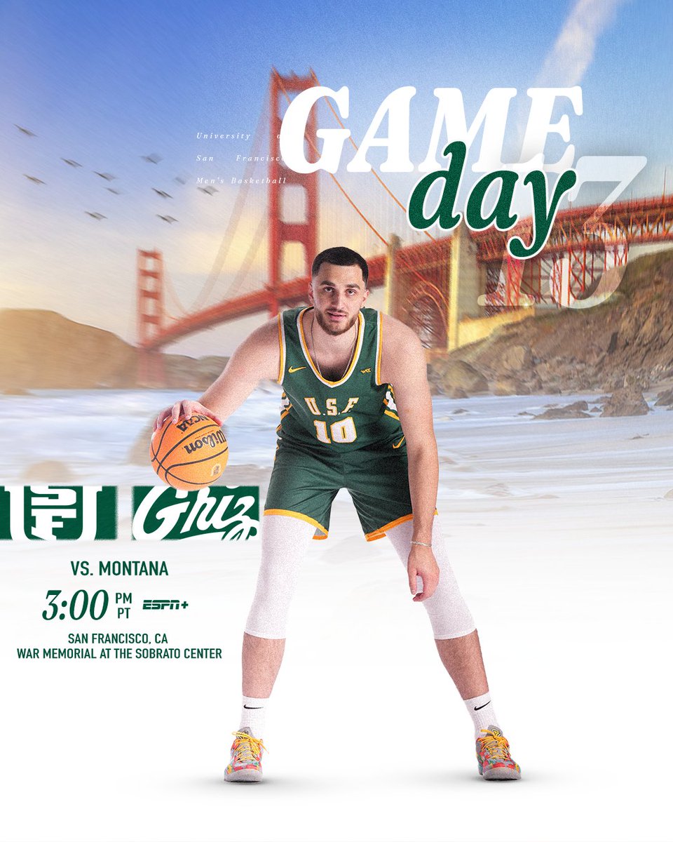 Closing out nonconference 🎄

🆚Montana
⏰3:00 pm
📍War Memorial at the Sobrato Center
📺: <a href="/ESPNPlus/">ESPN+</a>
🎙️: <a href="/KNBR/">KNBR</a> 1050
📊: <a href="/StatBroadcast/">StatBroadcast</a>

#USFDons | #WCChoops