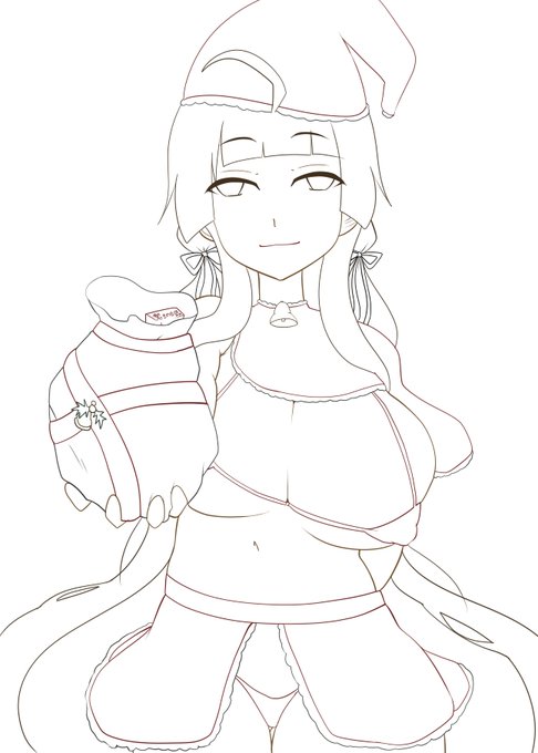 今日の朝活。
サンタ両備ちゃん線画。
プレゼントの袋から何か見えてますねぇ?? 