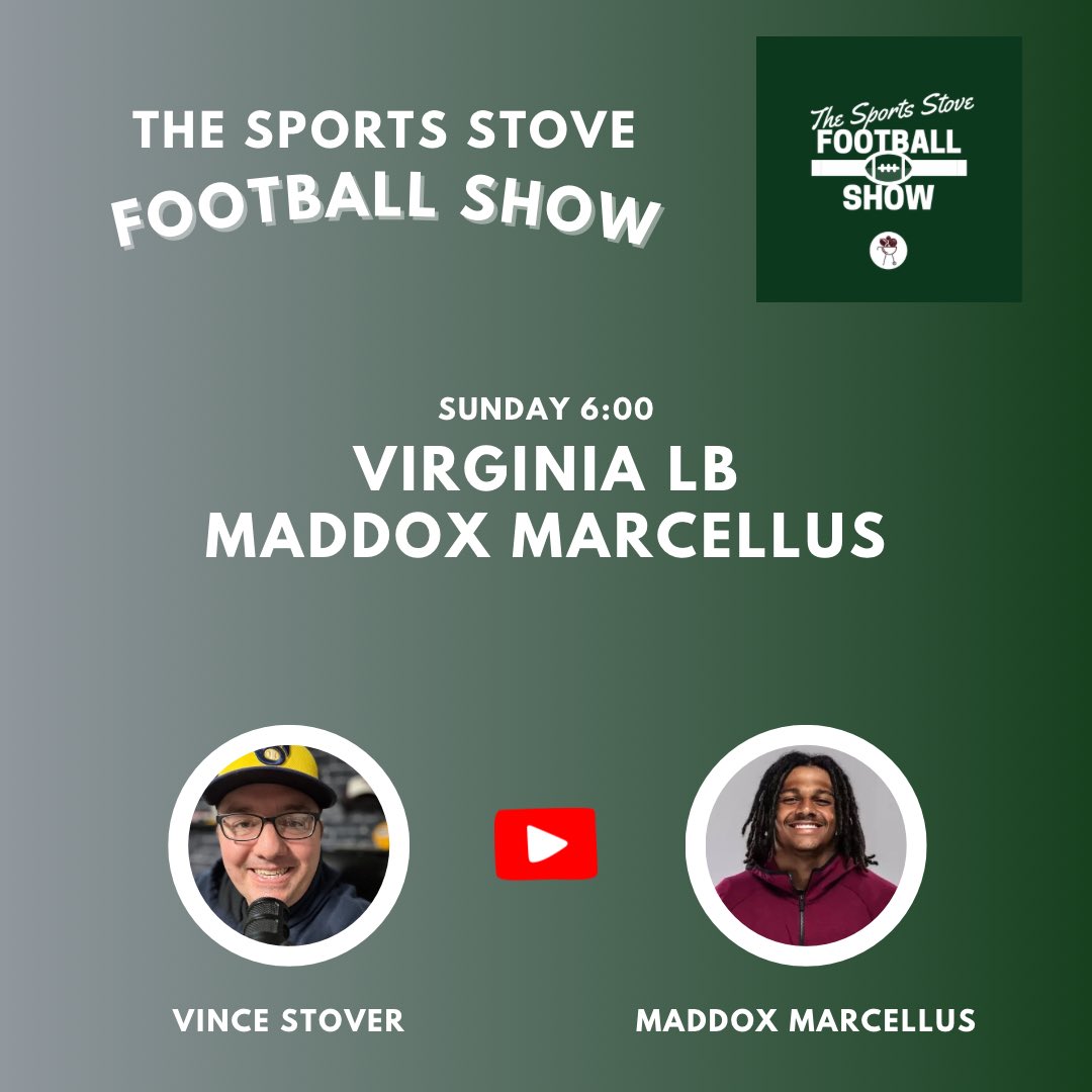 The Sports Stove Podcast (@sportsstove) on Twitter photo Tune in Sunday at 6:00 as I chat with former <a href="/EKUFootball/">EKU Football</a> and now <a href="/UVAFootball/">Virginia Football</a> LB <a href="/MaddoxMarcellu3/">Maddox Marcellus</a> Tune in Sunday at 6:00 as I chat with former <a href="/EKUFootball/">EKU Football</a> and now <a href="/UVAFootball/">Virginia Football</a> LB <a href="/MaddoxMarcellu3/">Maddox Marcellus</a>