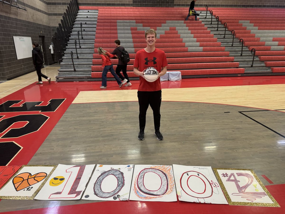 Congrats to Senior Kaleb Ferguson on scoring 1000 career points for the Red Hawks. #GoRedHawks
