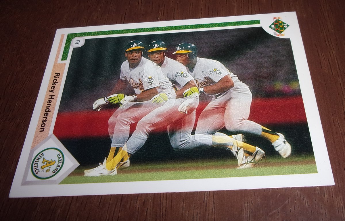 Every #baseball card collector should have a Rickey Henderson card in their collection, so I'm going to do a #giveaway. This 1991 Upper Deck has always felt like a perfect card for Rickey. RT, follow &amp; like by 12/25 for a chance to #win. (Xmas would have been his 66th birthday).