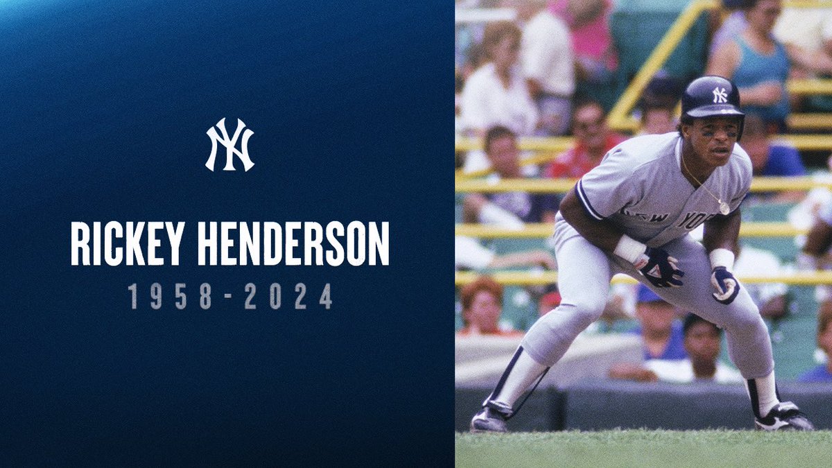 Statement from the New York Yankees: 

Rickey Henderson was an all-time great player who commanded our attention like few players before or since, transcending our traditional understanding of how elite and thrilling a single player could be in in the batter's box and on the